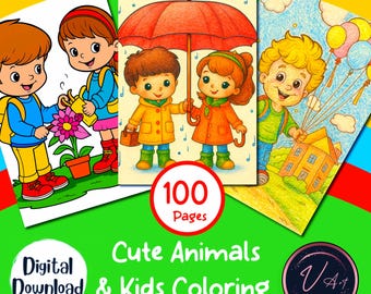 100 Cute Animals & Kids Coloring Pages | Fun Printable Coloring Book for Children | Easy Coloring Sheets PDF | Toddler  Preschool Activity