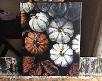 Moody Pumpkin Assortment Original Acrylic 8 x 10 8x10 painting