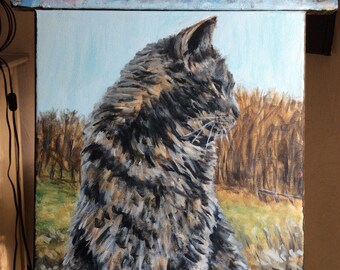 10x10 10" x 10" Jake the Barn Cat Original Acrylic Painting