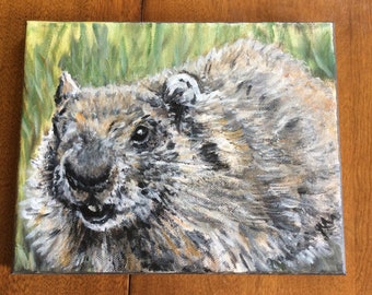 Whistlepig Will Groundhog 8 x 10 8"x10" Original Painting Acrylic punxsutawney pennsylvania PA punxy