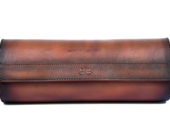 Handcrafted Leather Watch Box for 4 Watches: Travel Watch Roll