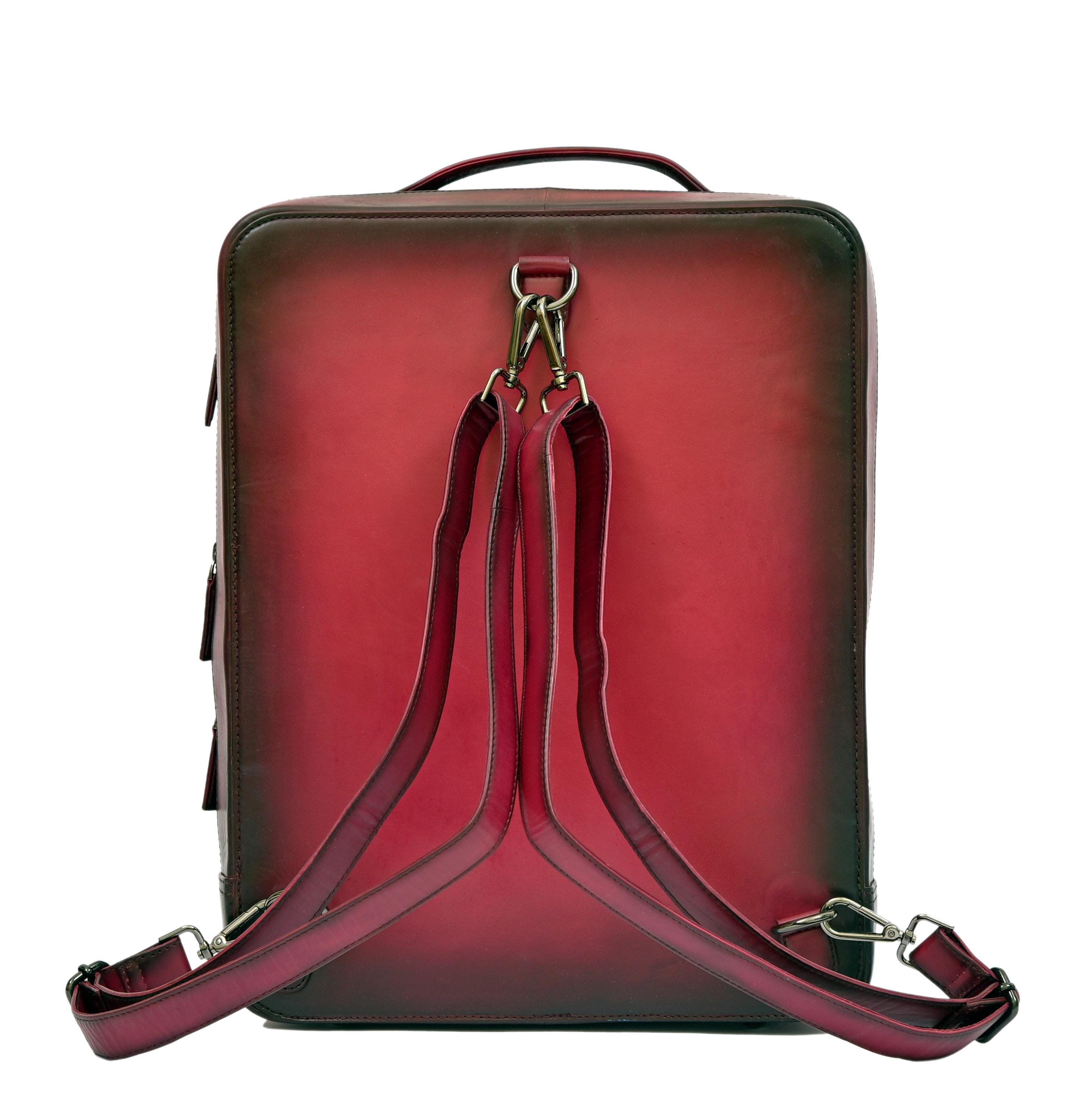 Vegetable-tanned Leather Backpack, Handmade Patina Travel  display picture 2