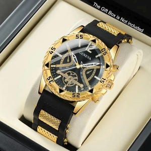 Reloj de hombre negro y dorado