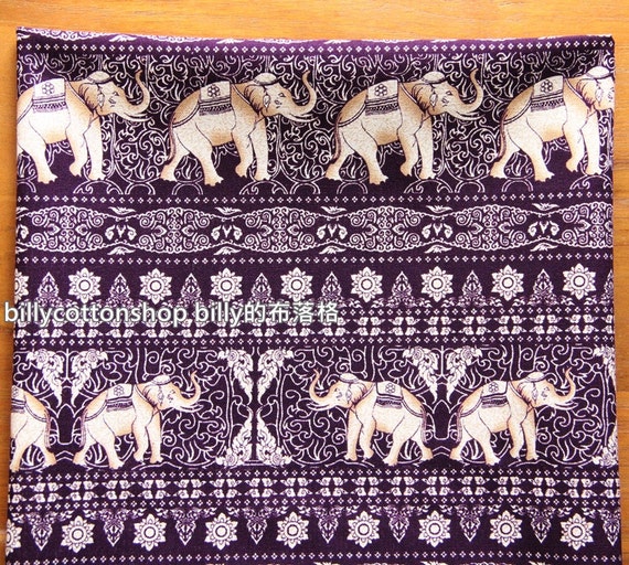 Items similar to w876_55 elephants fabrics Cotton linen half