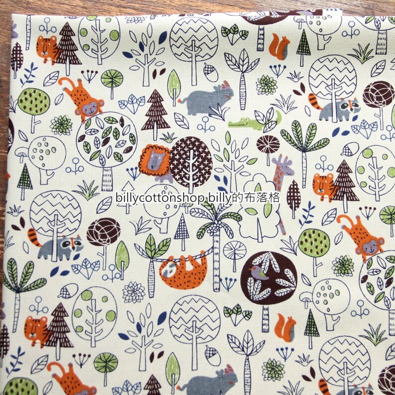 S273_55 cute animals fabrics Lightweight Cotton Canvas Etsy