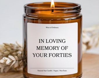 Best 50th Birthday Gifts for Her, Funny 50th Birthday Candle, In Loving Memory of Your Forties, 50th Birthday Gift, 50th Birthday Favors