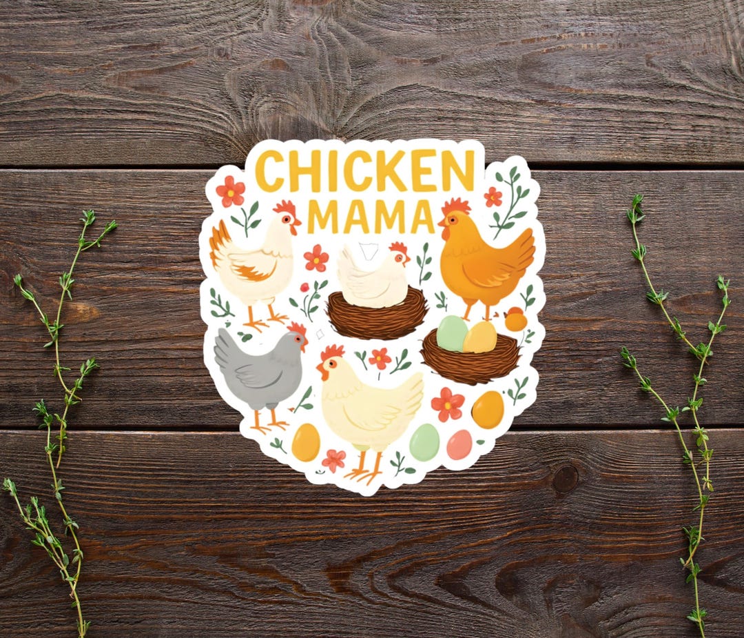 Chicken Mama Sticker for Water Bottle or Laptop, Cute Chicken Lover ...