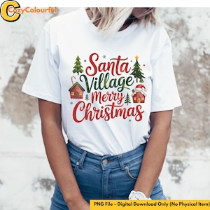 Santa Village Christmas Scene: Festive Winter Wonderland Decor (Digital Download PNG File)