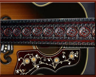 MULTI SUNRISE Design A Beautifully Hand Tooled and Crafted Leather Guitar St
