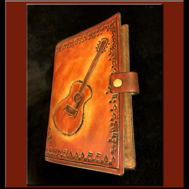 GUITAR COMPOSER'S EDGE Music Scoring Journal A Beautifully Hand Crafted Medium Size Leather Journal Perfect for Writing your Great Songs image 2