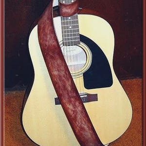 DARK BROWN BURNISHED Plain Leather Design • A Beautifully Hand Dyed, Hand Crafted Leather Guitar Strap