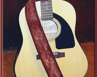 DARK BROWN BURNISHED Plain Leather Design • A Beautifully Hand Dyed, Hand Crafted Leather Guitar Strap