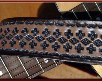 MEDICINE MAN Design • A Beautifully Hand Tooled, Hand Crafted Leather Guitar Strap