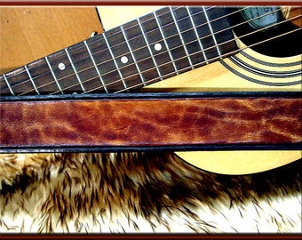 BORDERLINE Design LEATHER Guitar Strap • A Simple and Beautifully Hand Dyed, Hand Crafted Leather Guitar Strap