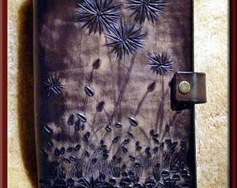 CALIFORNIA STARFLOWER Design • A Beautifully Hand Crafted Medium Sized Leather Journal