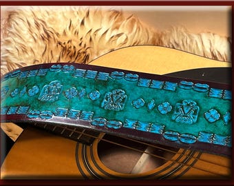 THUNDERBIRD Design #1 • A Beautifully Hand Tooled, Hand Crafted Leather Guitar Strap