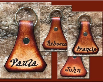 Personalized NAME KEY RINGS, Calligraphy Design, Handcrafted, Hand Printed, Each One an Original
