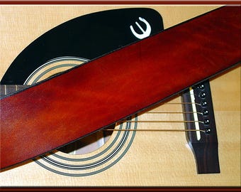 TRADITIONAL LIGHT BROWN Strap • A Simple and Beautifully Hand Dyed, Hand Crafted Leather Guitar Strap