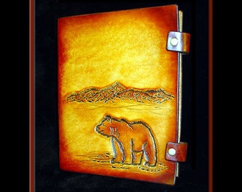 CALIFORNIA BEAR JOURNAL • A Beautifully Hand Tooled & Crafted Full Size Leather Journal