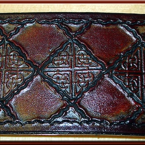 CELTIC CROSS HATCH Design • A Beautifully Hand Tooled, Hand Crafted Leather Guitar Strap