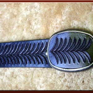 Black SNAKEBACK BELT & Matching BUCKLE. Expertly Hand Crafted. image 1