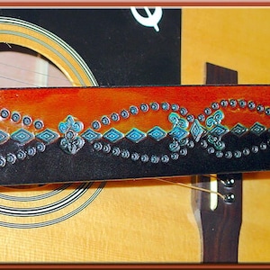 SHAMAN&#39;S LOOP Design • A Beautifully Hand Tooled, Hand Crafted Leather Guitar Strap