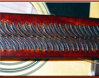 SNAKEBACK II Design • A Beautifully Hand Tooled, Hand Crafted Leather Guitar Strap