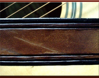 DOUBLE BORDERLINE Design LEATHER Guitar Strap • A Simple and Beautifully Hand Dyed, Hand Crafted Leather Guitar Strap