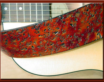 ROAD TEXTURE Design • A Beautifully Hand Tooled, Hand Crafted Leather Guitar Strap