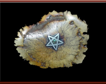 ELK ANTLER Belt BUCKLE with Embedded Silver Star. Handcrafted Belt Buckle • Fits up to 2" Wide Belt. One of a kind.