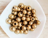 9mm Brass Beads, ball beads, large spacer beads, seamless, india brass, ethnic beads, beads for macrame, macrame necklace, loose beads, boho