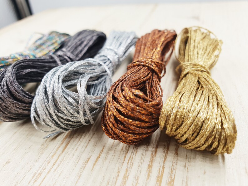 Bracelet Thread Jewelry Cord macrame Cord 0.8mmFlat Braid Metallic Waxed Polyester Cord 5 color set Friendship Bracelet String