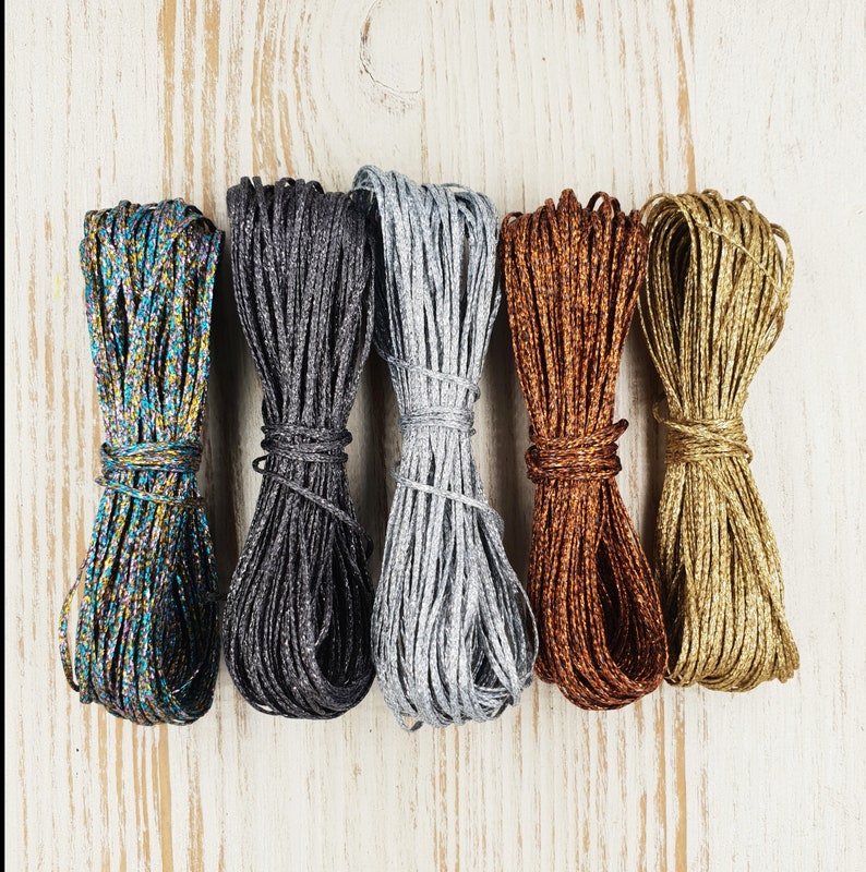 Bracelet Thread Jewelry Cord macrame Cord 0.8mmFlat Braid Metallic Waxed Polyester Cord 5 color set Friendship Bracelet String
