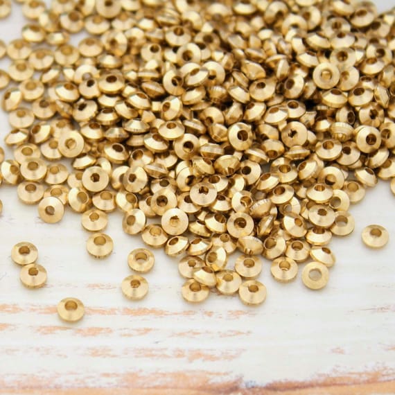 100 Gold Plated Brass 4x2mm Smooth Heishi Spacer Beads