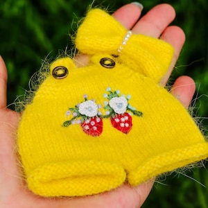 Handmade Labubu Clothes, Embroidered Floral Doll Romper, Hand-Knitting Bouquet Outfit, Romantic Cottagecore Set for 17cm Labubu outfits
