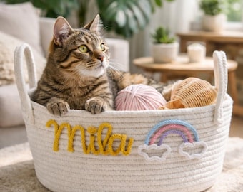 Cesta de juguetes personalizada para mascotas, caja de juguetes personalizada para gatos, organizador de juguetes para perros, regalo para cachorros, cesta de almacenamiento para mascotas, cesta de juguetes para amantes de las mascotas