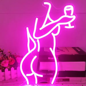 Enseigne néon Lady Back – Lumière LED pour femme sexy à intensité variable, art néon pour chambre à coucher, homme des cavernes, décoration de bar, cadeau de fête, enseigne murale esthétique