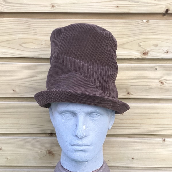 Transformed Fashion: Upcycled Corduroy Skirt Repurposed into Stylish Slouchy Top Hat