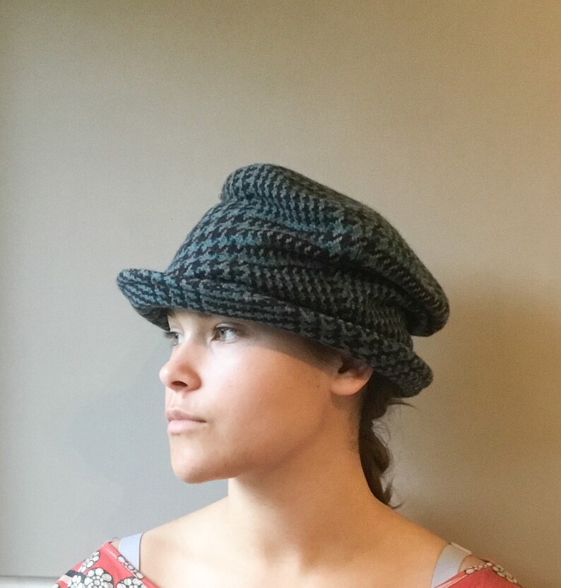 green hat,cosy winter hat unstructured tweed hat ruched top hat for women Tweed wool top hat