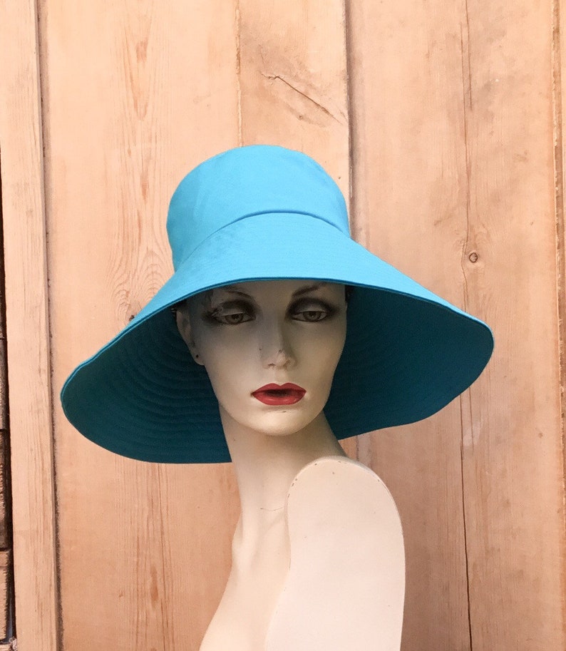 brimmed hat for women,large brim hat big brim sun hat foldable hat reversible sun hat travel hat Bright blue hat