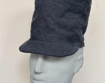 Slouchy fisherman cap/Handmade Tall crown hat/recycled denim fabric/ sustainable fashion, made from recycled fabric
