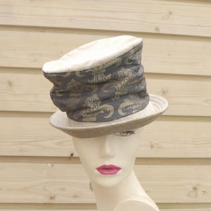 Boho Chic Unstructured Top Hat: Recycled Jacquard, Tweed & Velvet