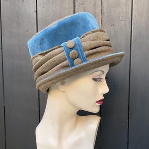 Vintage Style Velvet Top Hat: Recycled Tweed, Removable Band