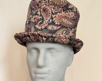 Handmade Paisley Tapestry Hat | Upcycled Vintage Fabric Hat | One of a Kind Boho Festival Hat