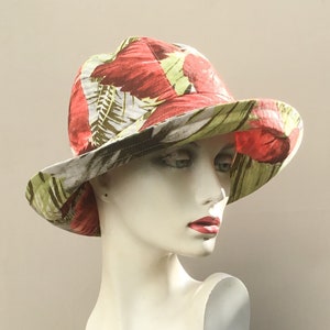 Linen sun hat, floral wide brim sunhat, summer hat for women, womens linen hat