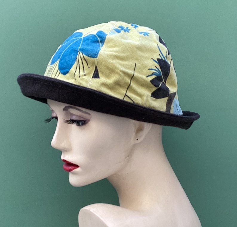 Floral cloche hat, cloche hat buy for women, velvet hat, recycled fabric