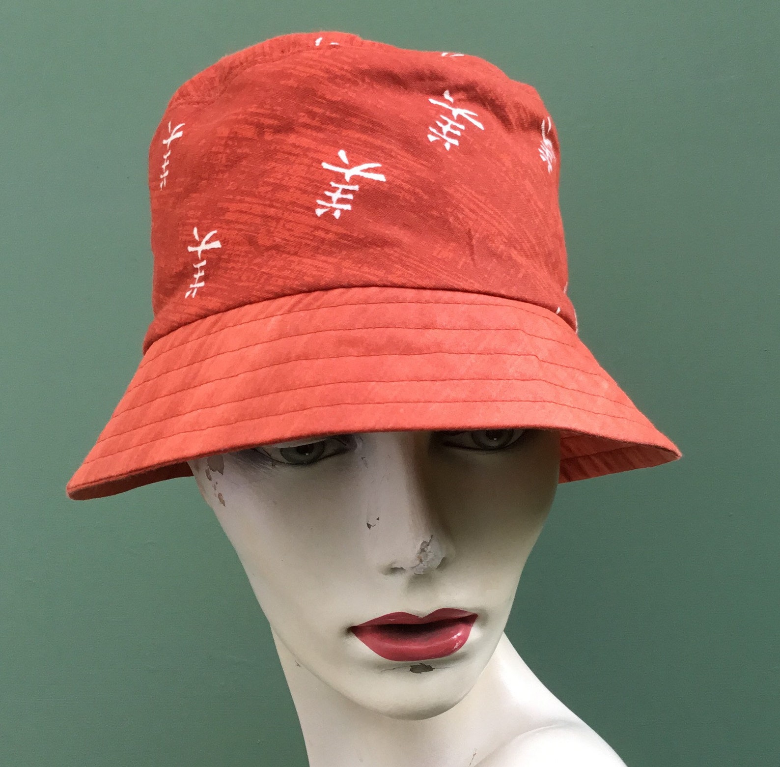 Orange Cotton Summer Bucket Hat Reversible Bucket Hat Etsy