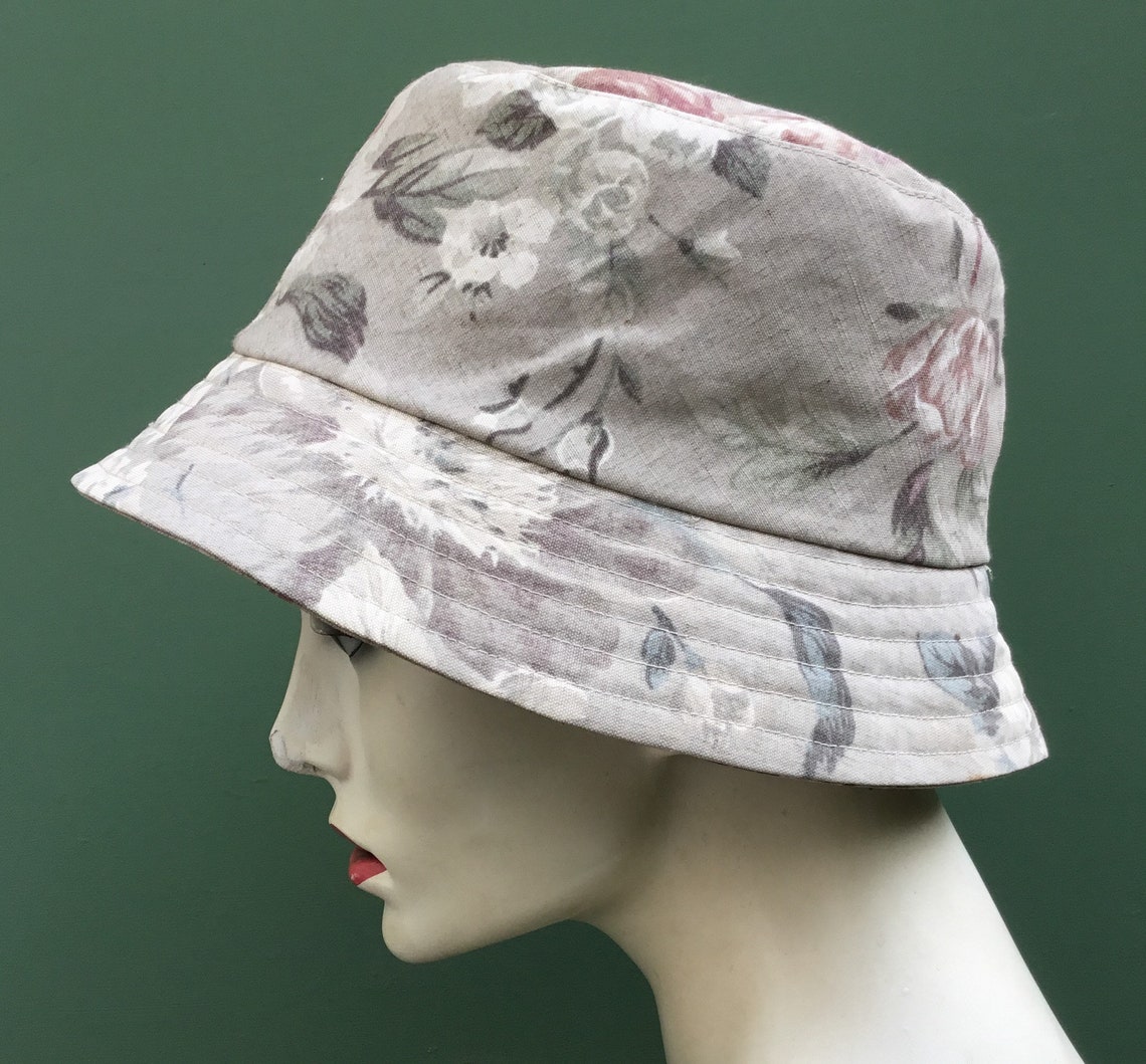Recycled Fabric Cotton Bucket Hat Floral Hat Etsy