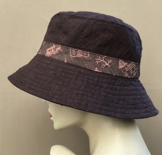 Buy Reversible Brown Linen Sunhat for Women, Recycled Fabric Hat