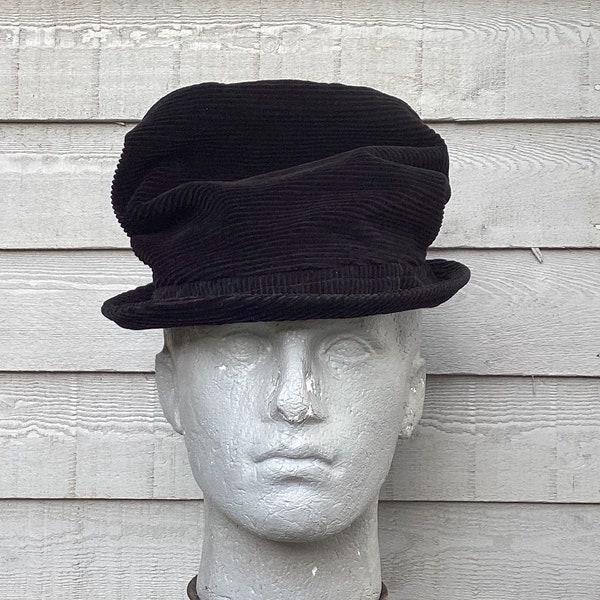 Eco friendly slouchy top hat made from recycled corduroy
